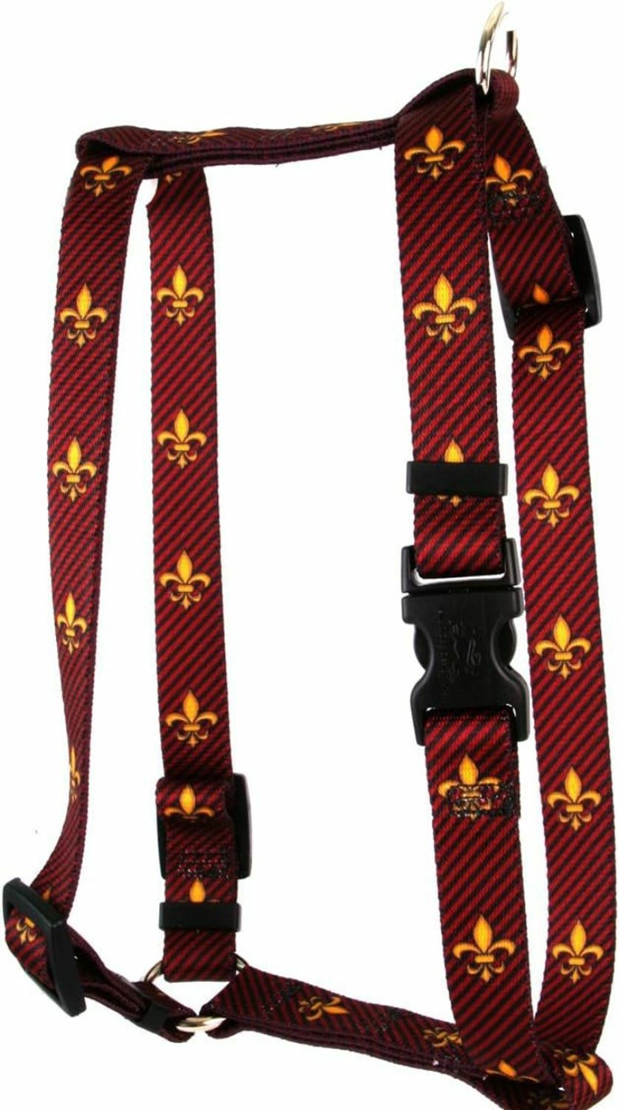 Small Animal Yellow Dog Design | Yellow Dog Design Fleur De Lis Red Roman Style H Dog Harness, X-Large/1\" Wide