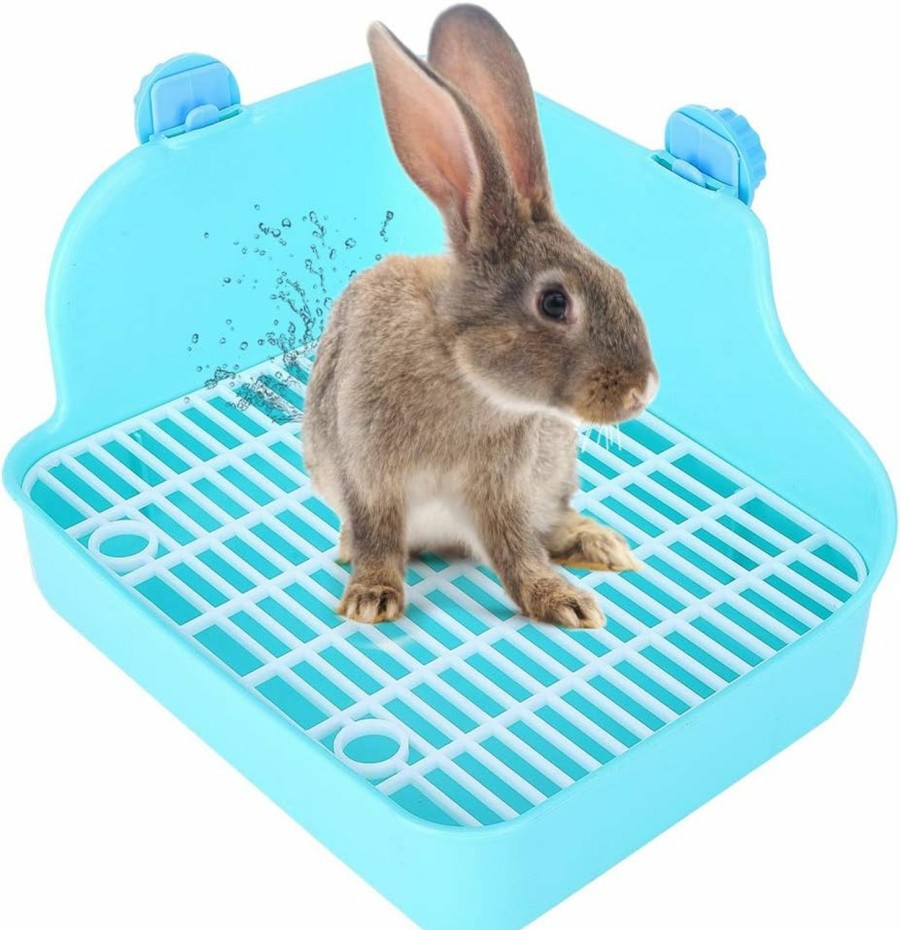 Small Animal LIZEALUCKY | Lizealucky Rabbit Litter Box Toilet, Plastic Square Cage Box Potty Trainer Corner Litter Bedding Box Pet Pan For Small Animals, Rabbits, Guinea Pigs, Chinchilla, Ferret, Galesaur, 11 X 8.7 X 5.9 In