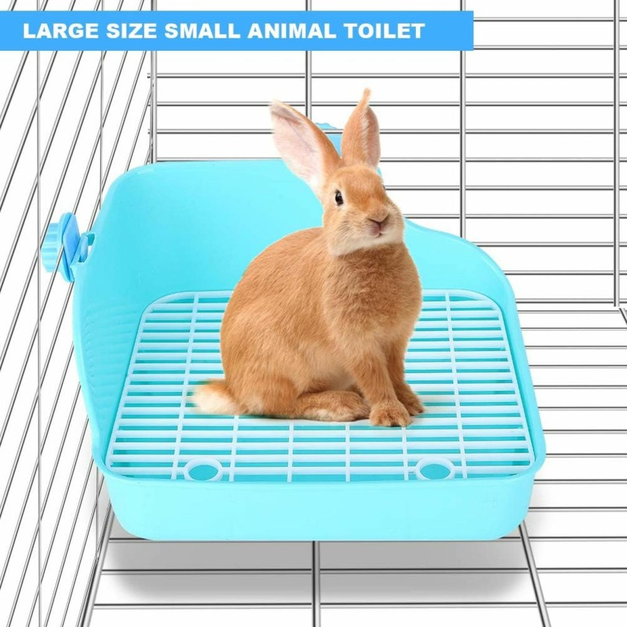 Small Animal LIZEALUCKY | Lizealucky Rabbit Litter Box Toilet, Plastic Square Cage Box Potty Trainer Corner Litter Bedding Box Pet Pan For Small Animals, Rabbits, Guinea Pigs, Chinchilla, Ferret, Galesaur, 11 X 8.7 X 5.9 In