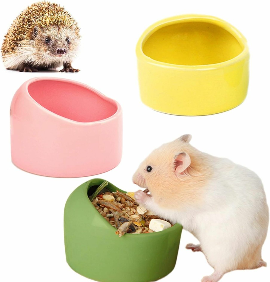 Small Animal JSLZF | Jslzf Small Animal Bowl Ceramic Hamster Bowl Hamster Food Dish Prevent Knocking Over, Food Splashing And Chewing Feeding Dish For Gerbil Chinchilla Rat Ferret Hedgehog (3 Pcs)