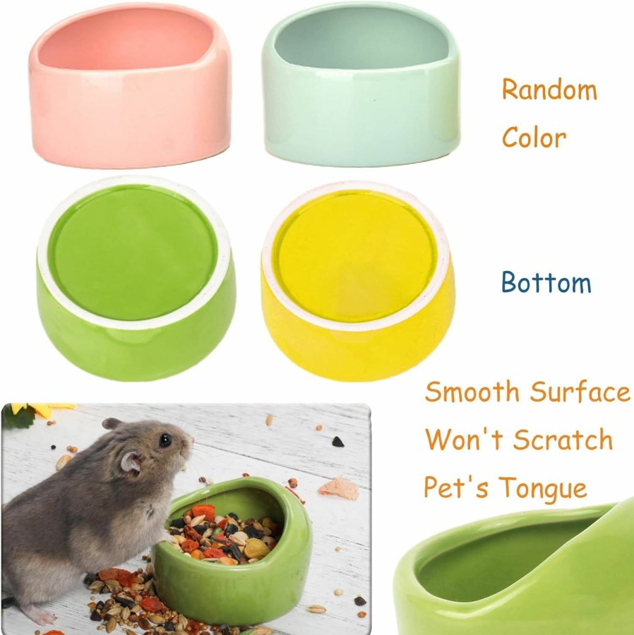 Small Animal JSLZF | Jslzf Small Animal Bowl Ceramic Hamster Bowl Hamster Food Dish Prevent Knocking Over, Food Splashing And Chewing Feeding Dish For Gerbil Chinchilla Rat Ferret Hedgehog (3 Pcs)