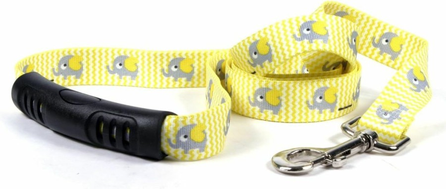 Small Animal Yellow Dog Design | Yellow Dog Design Yellow Elephants Ez-Grip Dog Leash-With Comfort Handle-Small/Medium-3/4 And 5 Feet (60\")