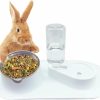 Small Animal Tfwadmx | Tfwadmx Rabbit Double Bowls Bunny Automatic Water Dispenser Detachable Plastic Bottle Adjustable Titled Neck Protection Food Feeder For Chinchilla Cat Puppy Squirrel And Other Small Animals