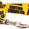 Small Animal Yellow Dog Design | Yellow Dog Design Caution Chicago Fan Dog Leash With Standard Loop Handle, 1\" Wide