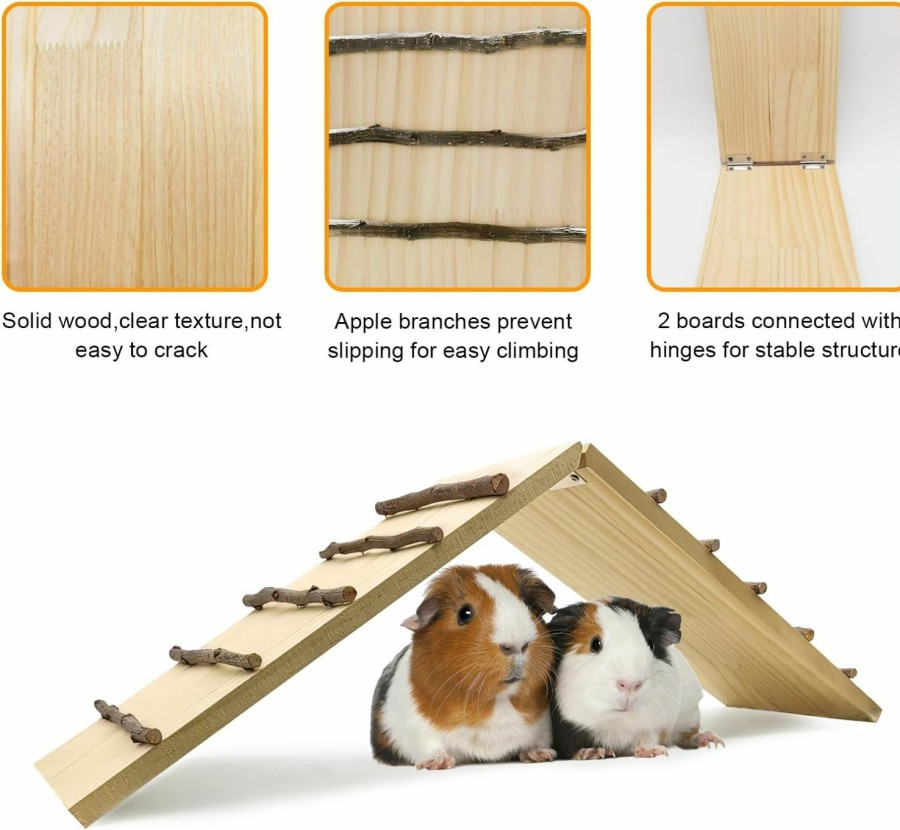 Small Animal Hamiledyi | Hamiledyi Small Animal Wooden Cage Bridge Ramp Guinea Pig Bridge Climbing Ladder Toy Rodents Climbing Ladder For Rabbits Chinchillas Guinea Pigs Ferrets Squirrels Hedgehogs Gerbils