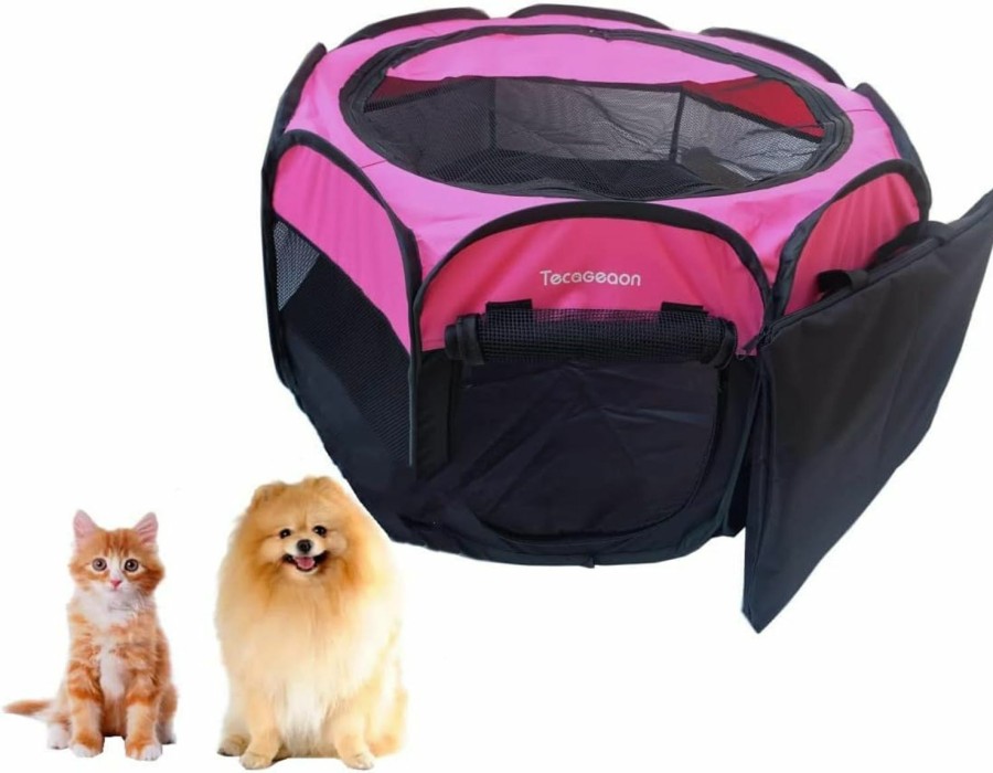 Small Animal Tecageaon | Tecageaon Portable Foldable Pet Playpen Exercise Pen Kennel Tent Carrying Case Indoor Outdoor Water-Resistant Removable Shade Cover For Puppies Kittens Cats Small Dogs (Blue)