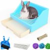 Small Animal kathson | Kathson Rabbit Litter Box With Drawer, Small Animal Litter Pet Toilet Potty Trainer Corner Bunny Litter Bedding Box Plastic Pet Pan For Hamster/Guinea Pig/Ferret/Galesaur/Chinchilla (Blue)