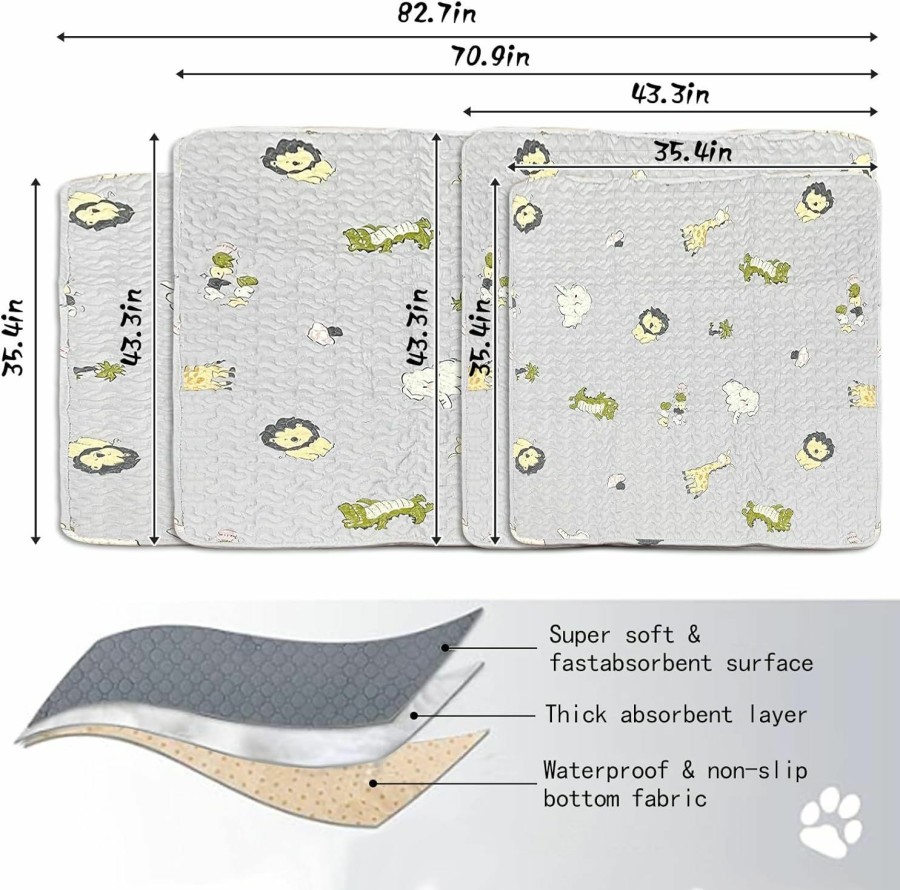 Small Animal kathson | Kathson 2 Pack Washable Guinea Pig Pee Pads, Reusable Guinea Pig Cage Liners 35\" X 35\", Non-Slip Small Animal Pads Reusable Training Pee Pads Dog Whelping Mat Dog Playpen Mats