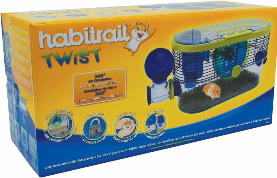 Small Animal Habitrail | Habitrail Cristal Hamster Cage, Small Animal Habitat With Hamster Wheel, Water Bottle And Hideout,White