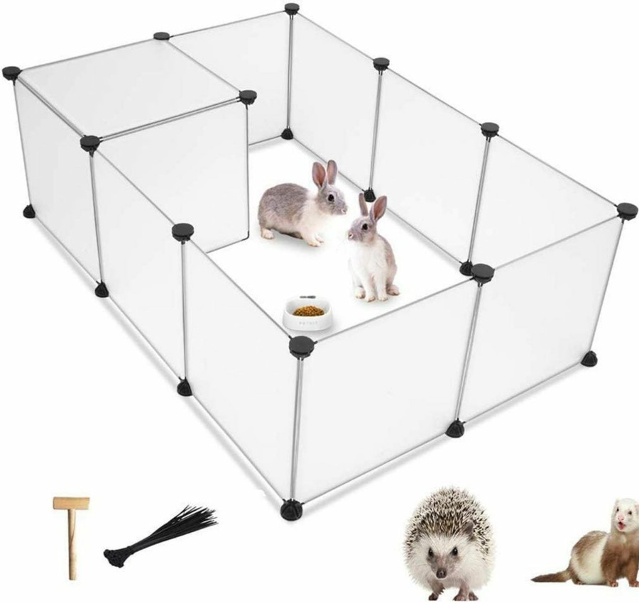 Small Animal PINVNBY | Pinvnby Small Pet Playpen Portable Resin Pet Yard Fence Puppy Crate Kennel For Dog Cat Kitten Rabbit Ferret Guinea Pig Bunny Hedgehogs, Outdoor & Indoor(12 Panels)