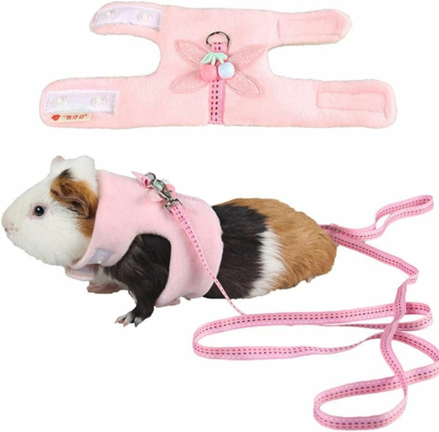 Small Animal ANIAC | Aniac Guinea Pig Harness And Leash Set Soft Fleece Small Animals Working Harness Comfort Hamster Vest Small Pet Warm Clothes For Rats Ferret Gerbil Sugar Glider Chinchilla (Large, Green)