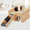 Small Animal MEWTOGO | Guinea Pig Castle, Wooden Guinea Pig Hideout With Cave Stairs & Mat, Small Animal House Bed Hut Habitats For Hamsters Bunny Chinchillas Playing Sleeping Hiding