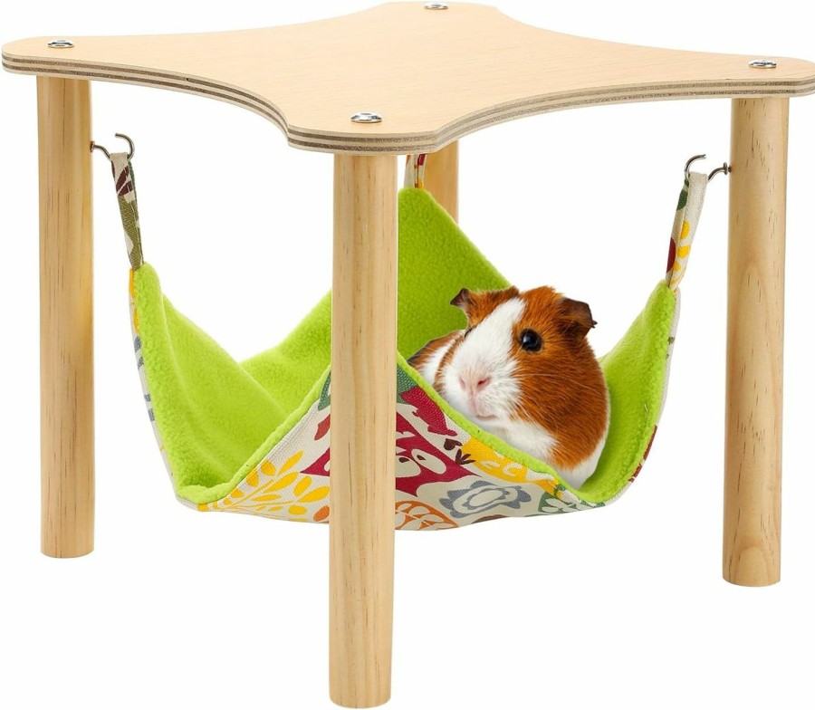 Small Animal Alphatool | Alphatool Guinea Pigs Hammock With Durable Wooden Stand- Double-Sided Hanging Hammock Bed For Chinchilla Rat Hamster Bunny Ferrets Sleeping Hiding