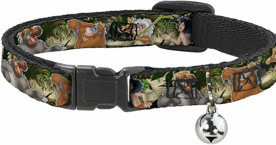 Small Animal Buckle-Down | Buckle-Down Breakaway Cat Collar - The Jungle Book I Wanna Be Like You 4-Character Scene - 1/2\" Wide - Fits 6-9\" Neck - Small