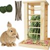 Small Animal kathson | Kathson Rabbit Feeder Wooden Rack Bunny Hay Box Feeder Rabbits Wood Grass Holder Standing Less Waste Food Feeding Hay Manger Guinea Pig Hay Dispenser For Small Animals Chinchillas Hamsters