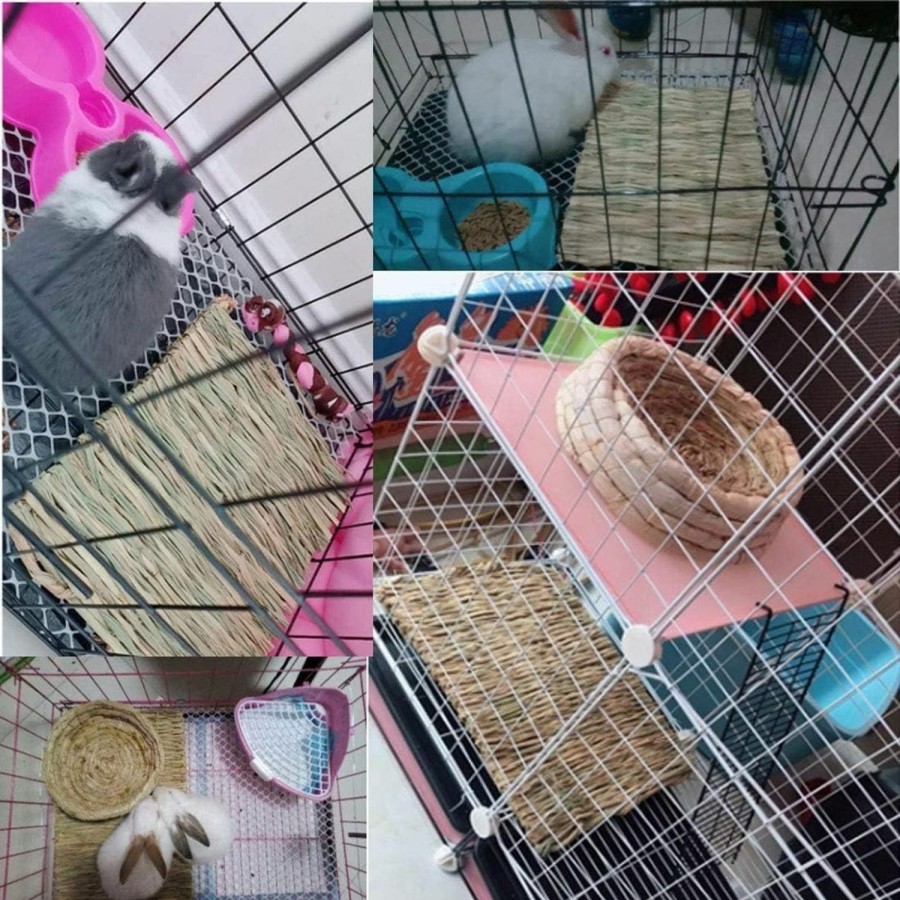 Small Animal Hamiledyi | Hamiledyi Grass Mat Woven Bed Mat For Small Animal 4Pcs Large Bunny Bedding Nest Chew Toy Bed Play Toy For Guinea Pig Parrot Rabbit Bunny Hamster Rat