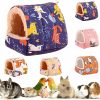 Small Animal HPAWHOMEPART | Hpawhomepart Hamster Bed,Winter Warm Extra Thick Small Animals House With Cute Print,Hamster Hideout House Small Pet Cage Accessories Hammock Bed For Guinea Pig, Chinchilla, Hedeghogs(Xl)